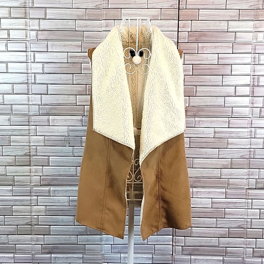 BCX Vest faux shearling - Brown and Cream Womens Size S